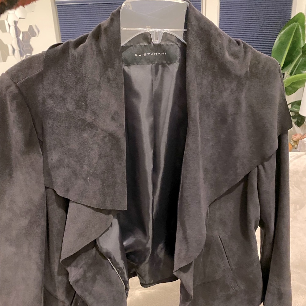 Elie tahari black suede flutter jacket